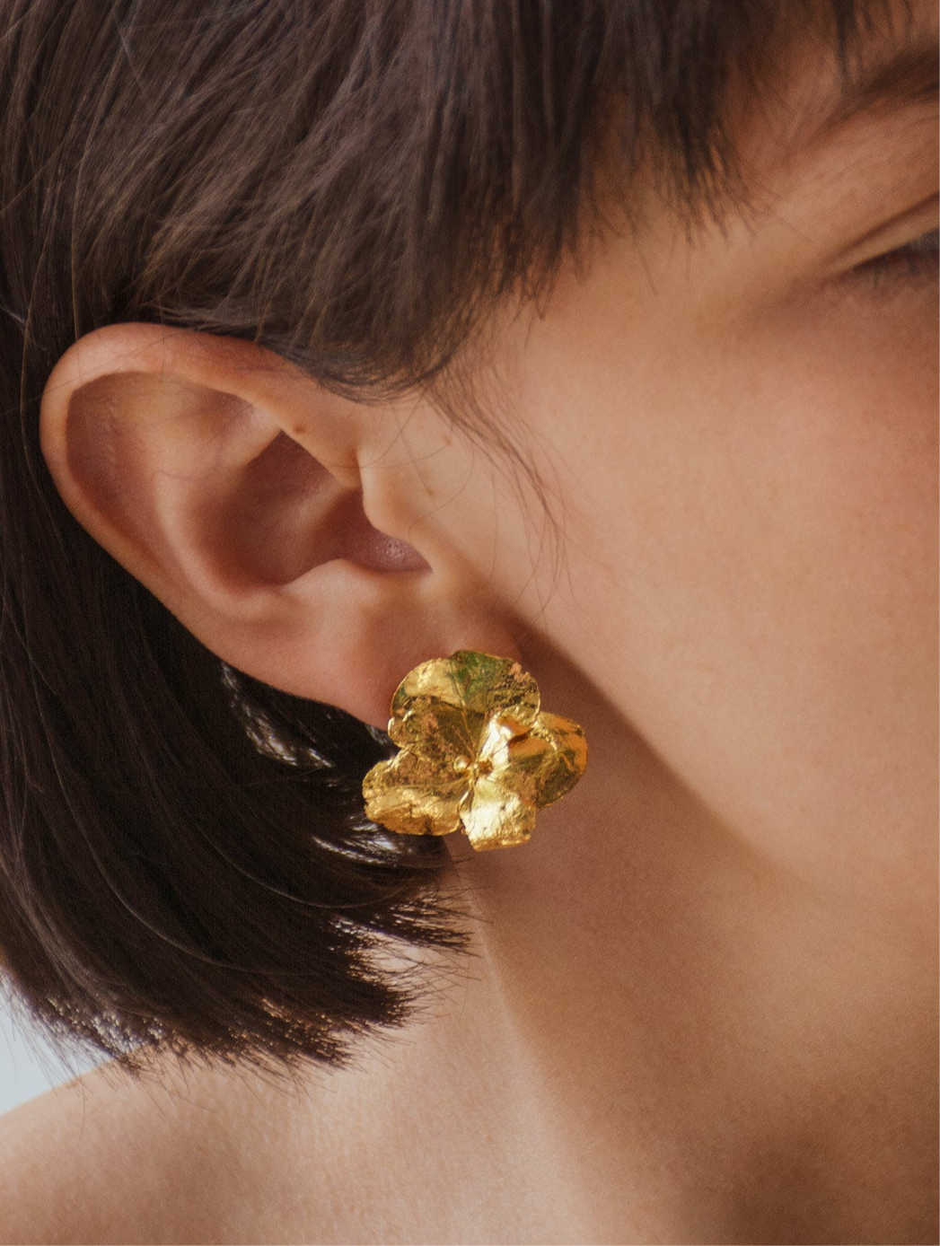 Aretes Topo Flor Hortensia