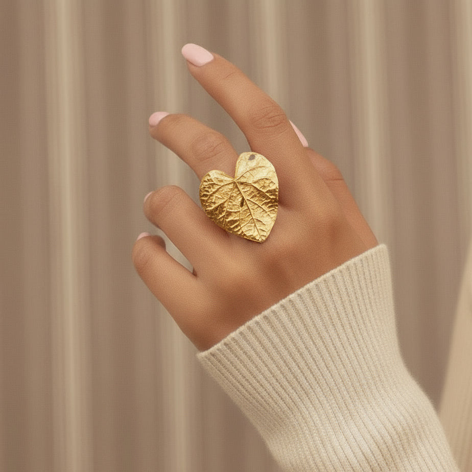 Anillo Hoja Corazon