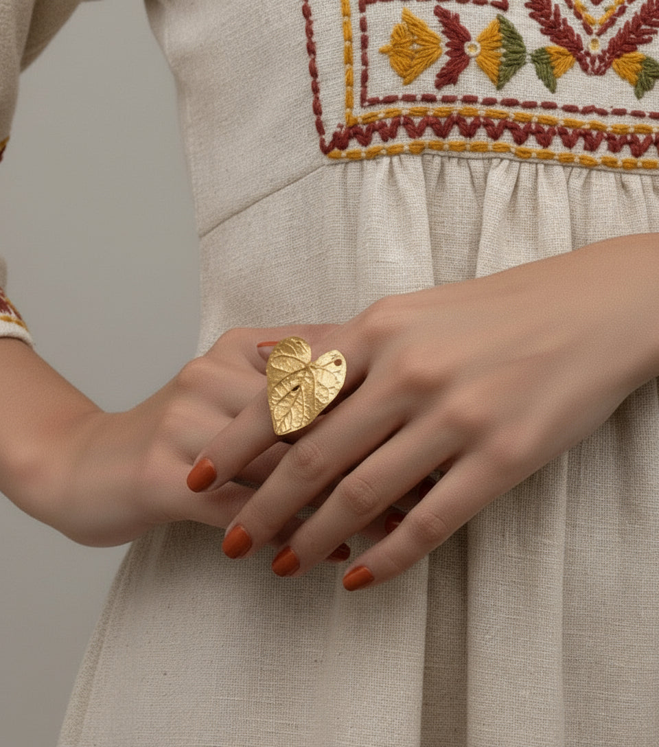 Anillo Hoja Corazon