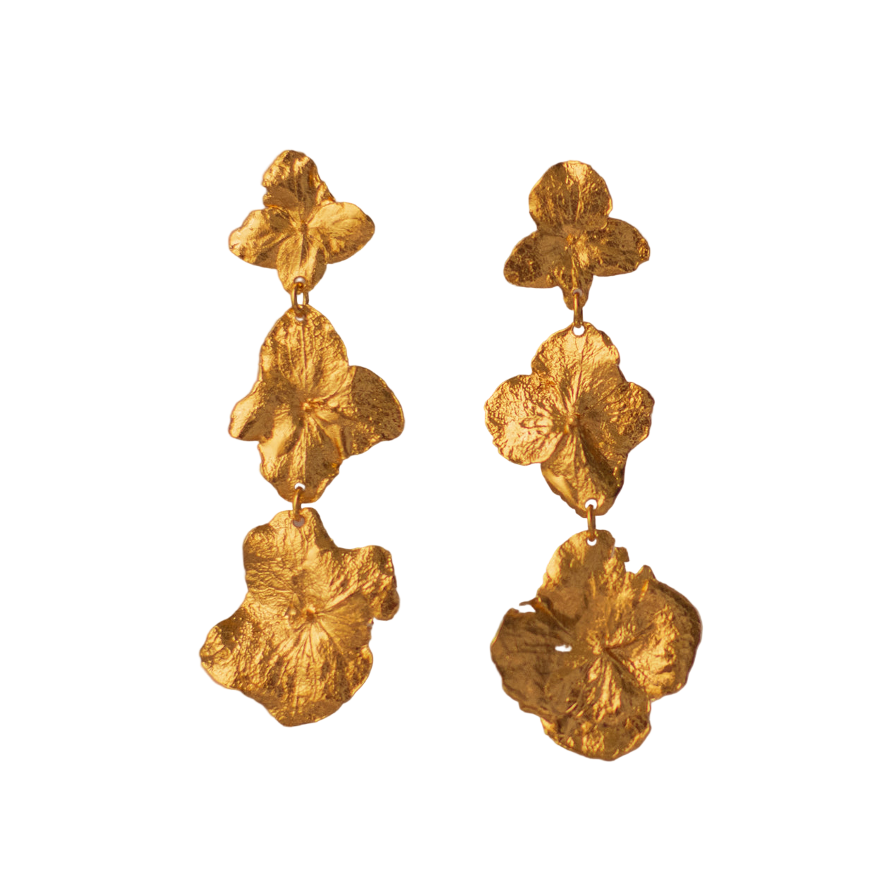 Aretes Tres Flor Hortensia