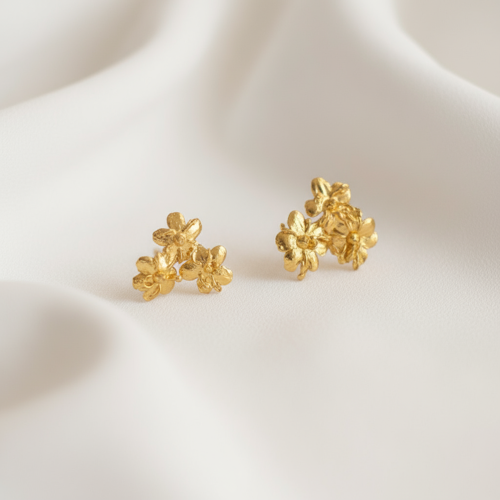 Aretes Topo Ramita Mini Flor Sauco