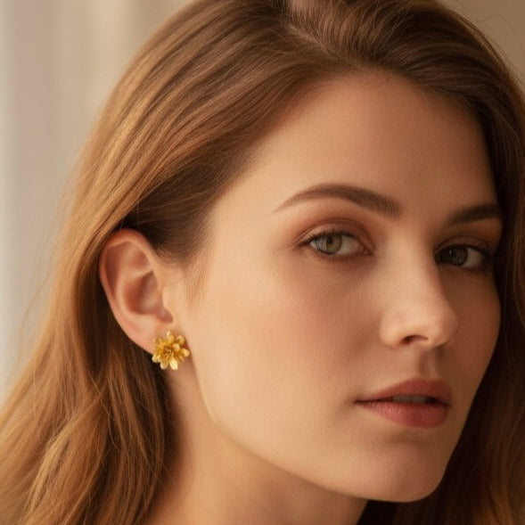 Aretes Topo Flor Suculenta Jade