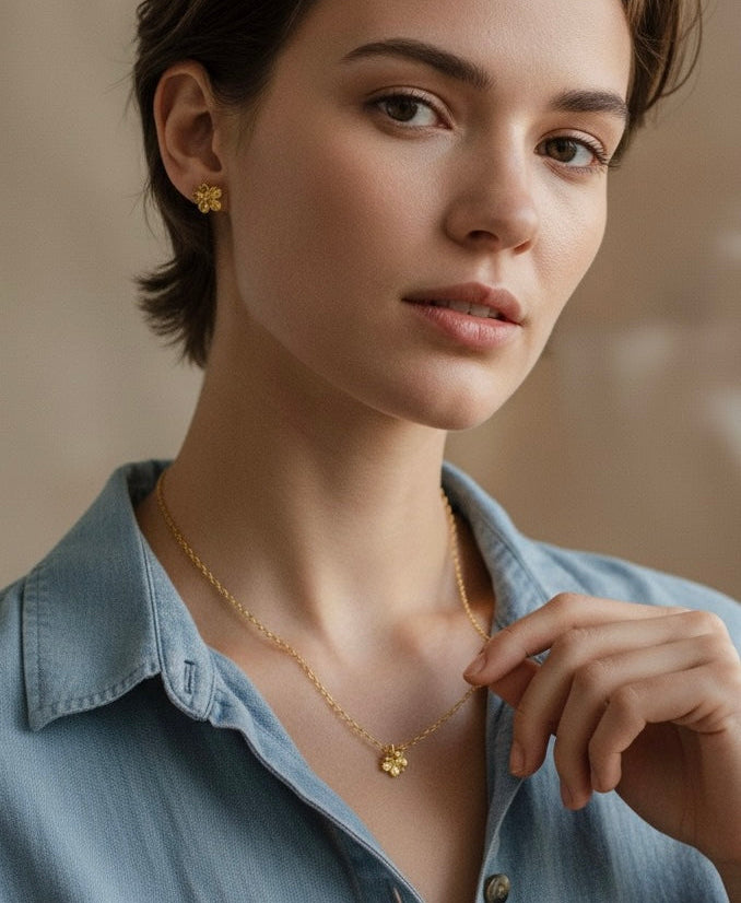 Aretes Topo Mini Flor Sauco