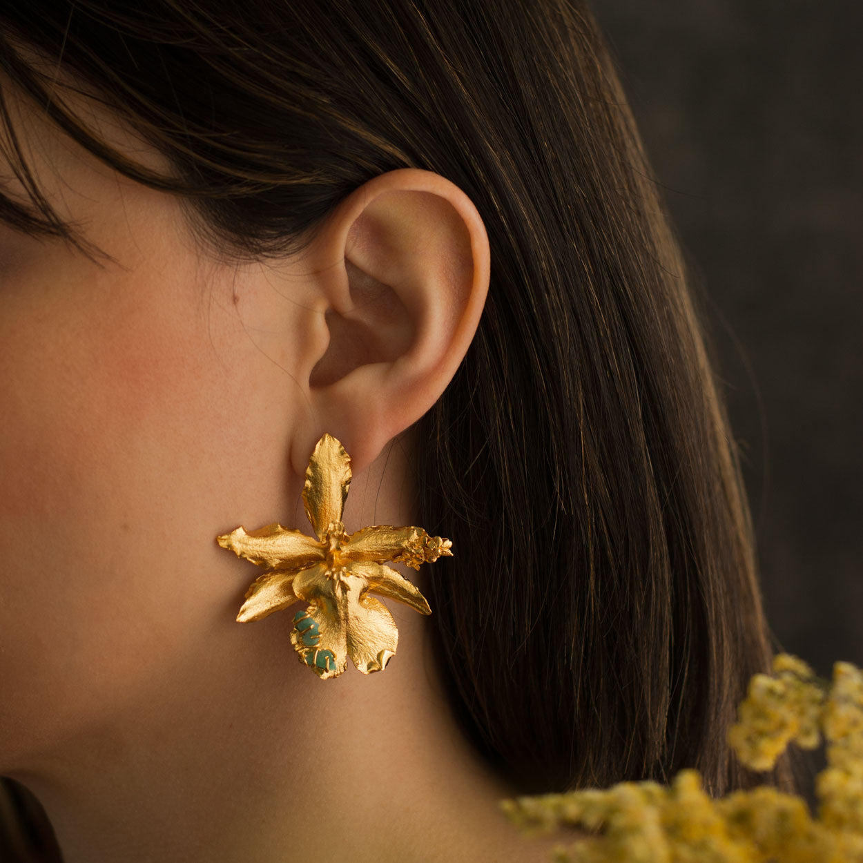 Aretes Orquidea Odontoglossum Esmeralda Saucos