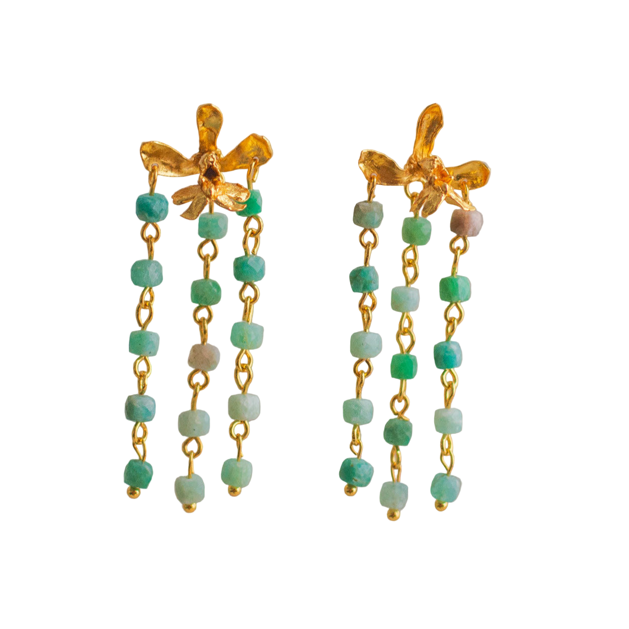 Aretes Orquidea Capricornu Cascada con Aguamarina