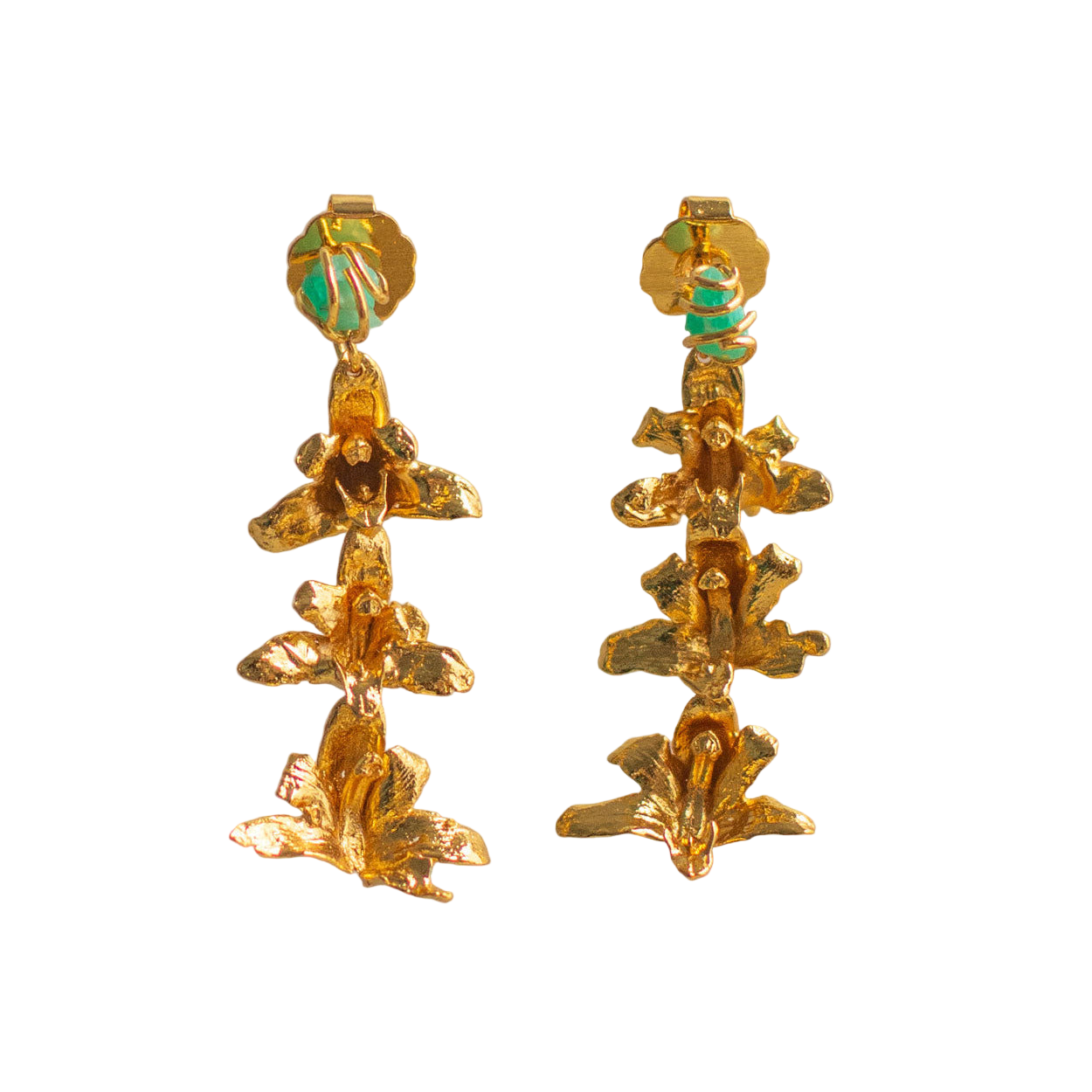 Aretes Tres Orquidea Maxilaria Esmeralda