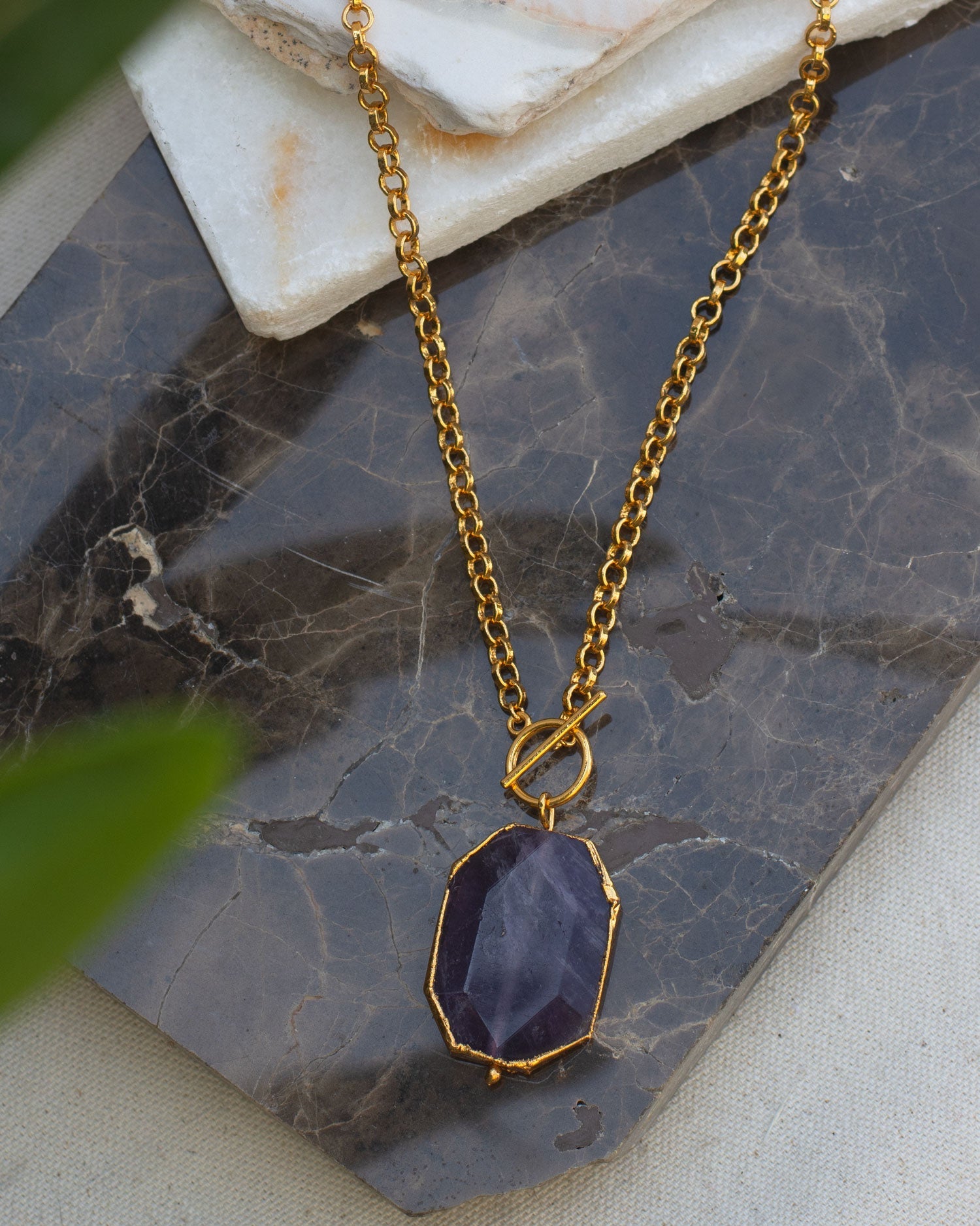 Collar cuarzo amatista grande natural 