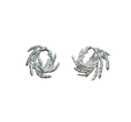Aretes Topo Hoja Pino Espiral Plata Ecológica