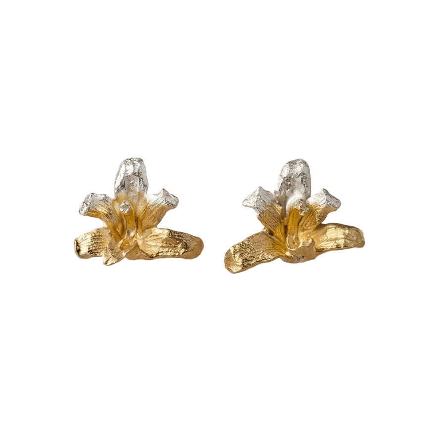Eco Silver Orchid Maxillary Stud Earrings