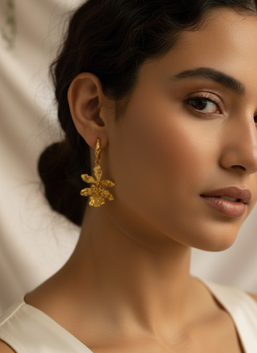 Aretes Candonga Orquidea Chocolate