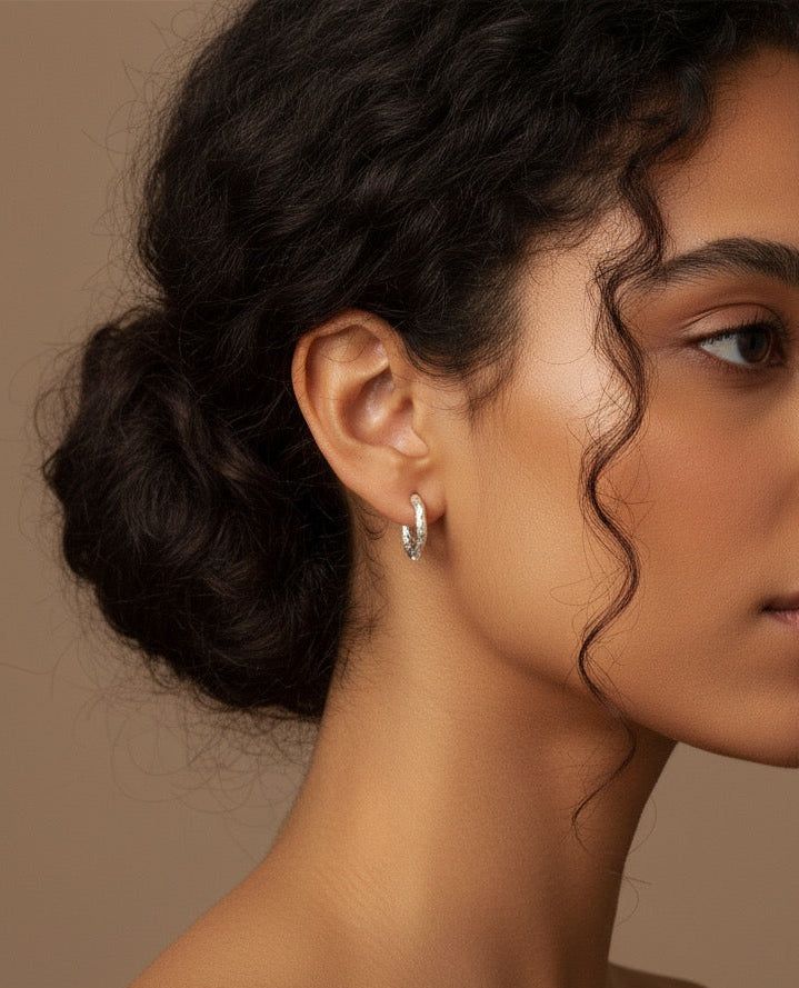 Candongas Ramita Palma Coco Mini Plata Ecológica