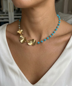 Collar Choker Cuarzos Tres Hojas Hiedra