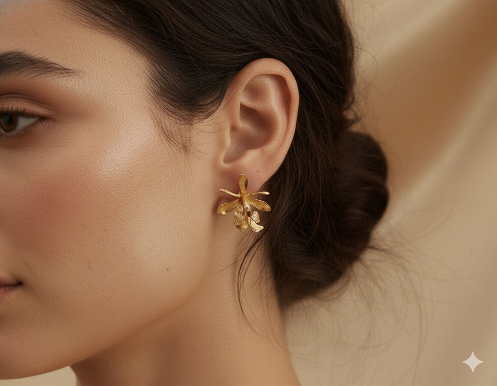 Aretes Topo Orquidea Epidendrum Capricornu