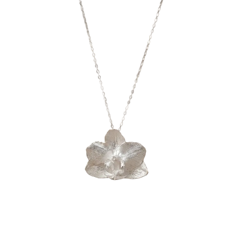 Baby Phalaenopsis Orchid Choker Necklace, Eco-Friendly Silver
