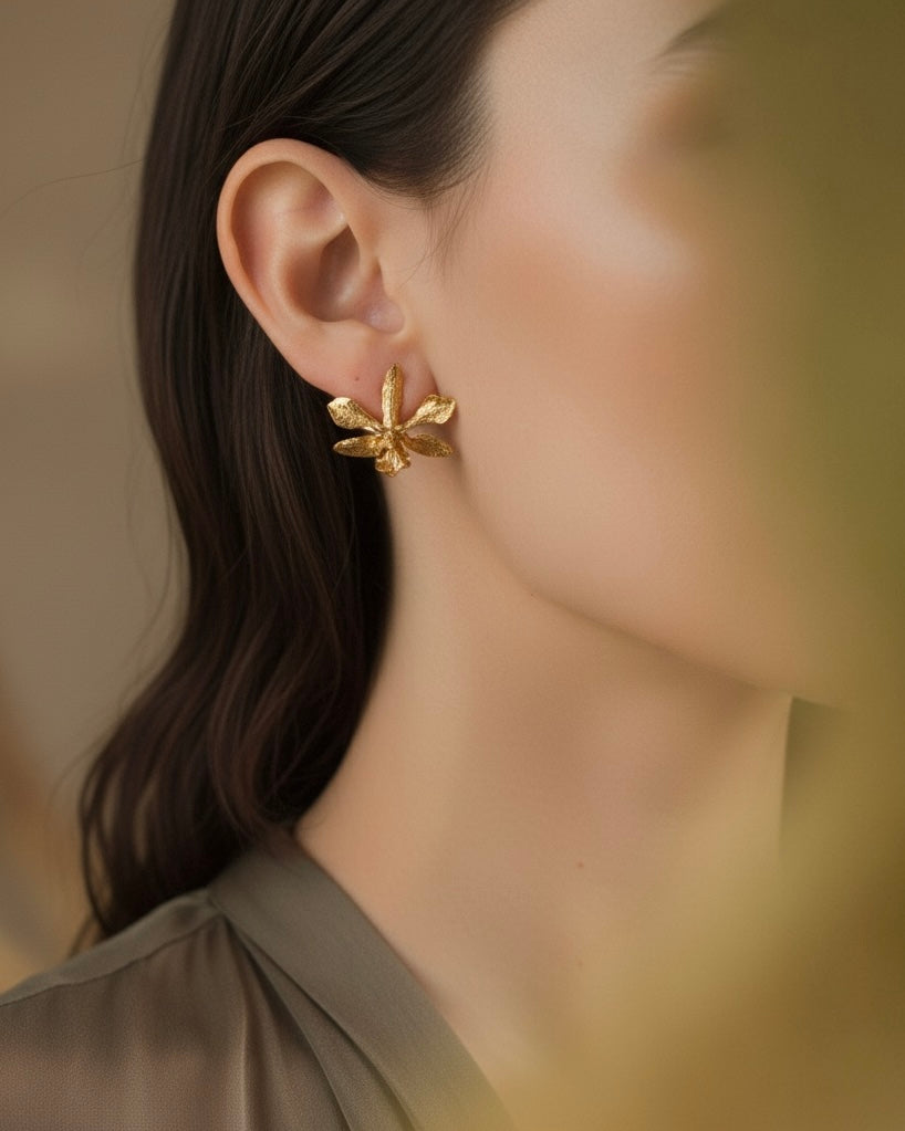 Aretes Topo Orquidea Prosthechea Sceptra