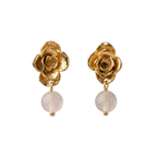 Aretes Topo Flor Suculenta Cuarzo