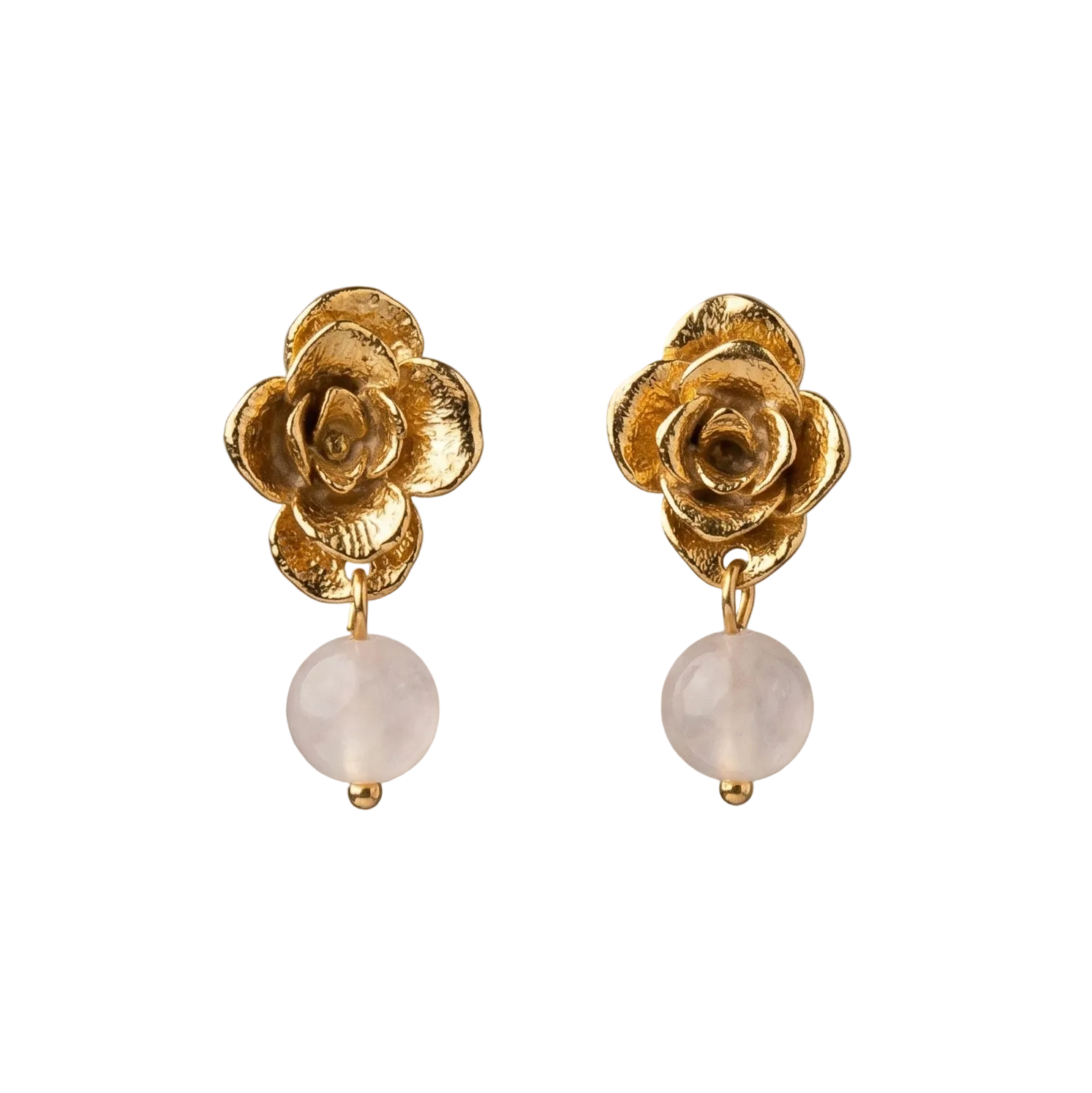 Aretes Topo Flor Suculenta Cuarzo