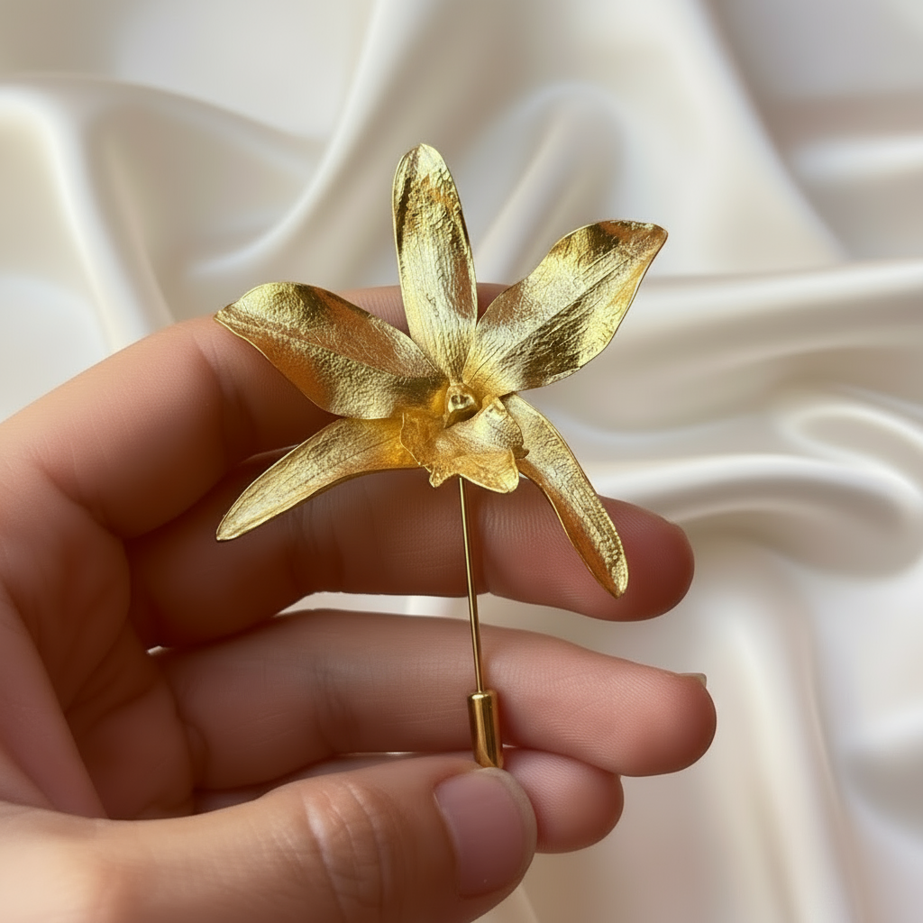 Broche Prendedor Orquidea Lluvia de Cereza