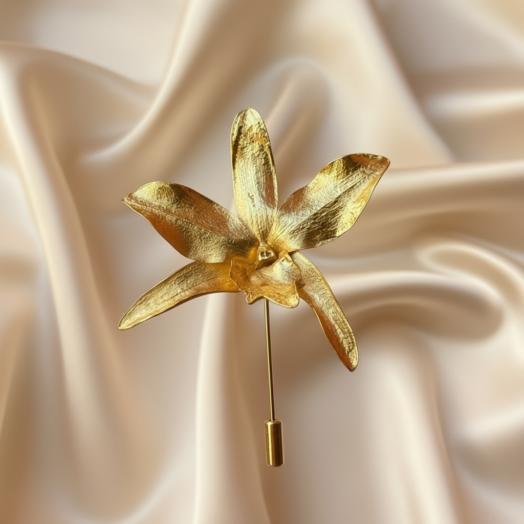 Broche Prendedor Orquidea Lluvia de Cereza