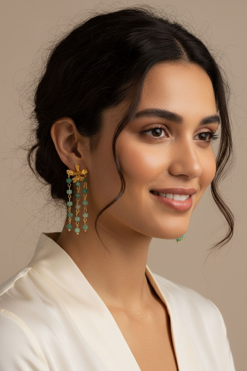 Aretes Orquidea Capricornu Cascada con Aguamarina