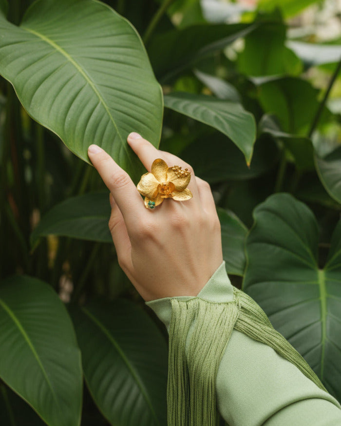 Anillo Orquidea Phalaenopsis Sauco Esmeralda