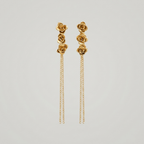 Aretes Largos Tres Suculentas con Cadenas