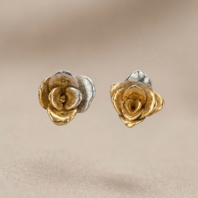 Stud Earrings Flower Succulent Jade Silver Eco