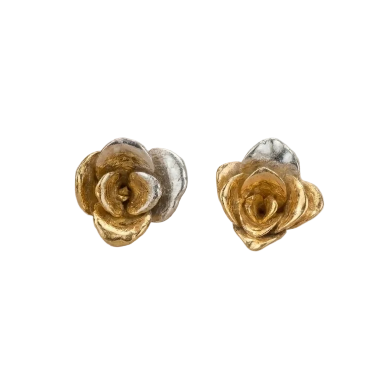 Stud Earrings Flower Succulent Jade Silver Eco