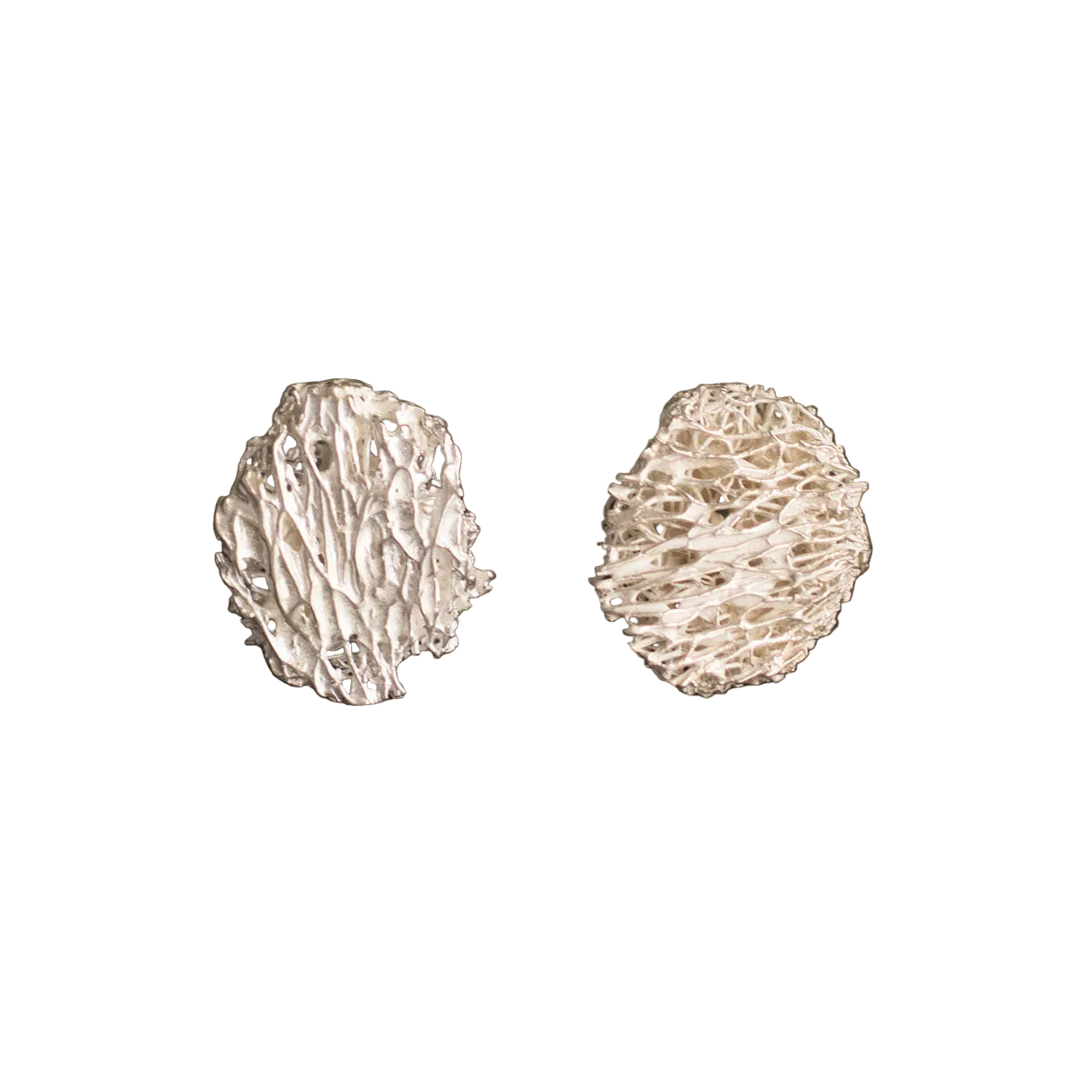 Aretes Topo Luffa Estropajo Plata Ecológica