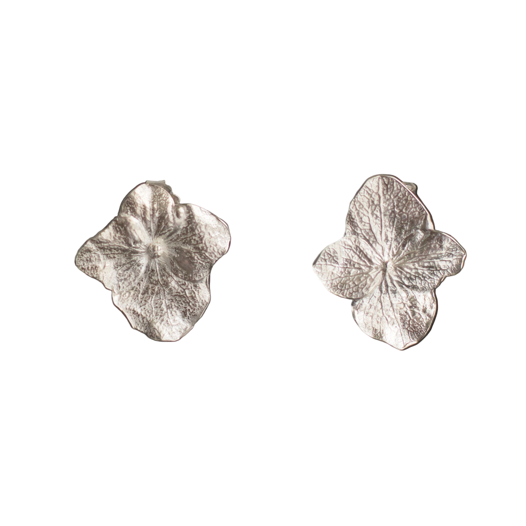 Aretes Topo Hortensia Plata Ecológica