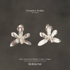 Aretes topo Orquídea Jirafita en plata ecológica diseño natural hecho a mano joyería única sostenible