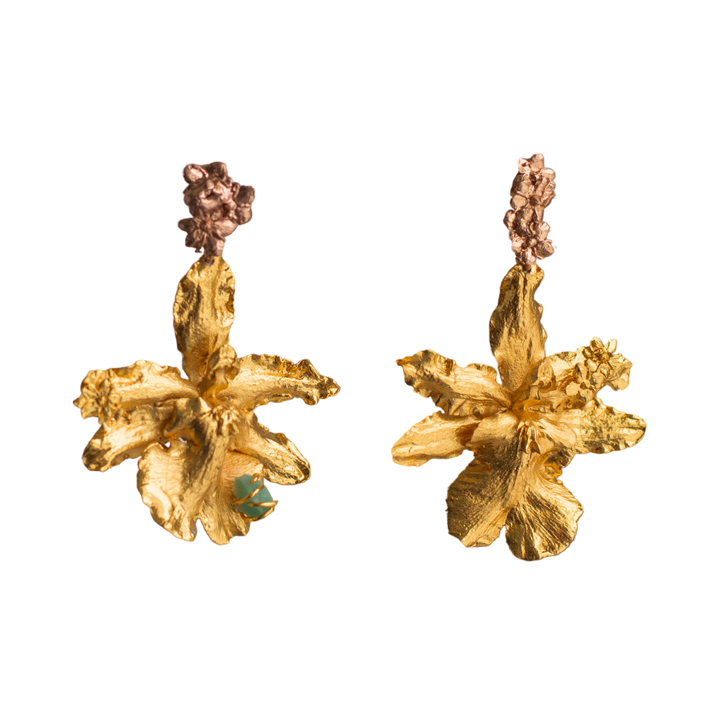 Aretes Orquidea Odontoglossum en verde Esmeralda