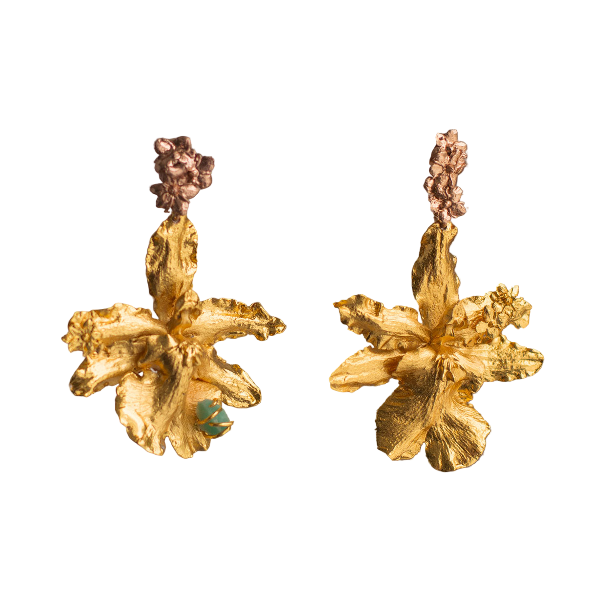 Aretes Orquidea Odontoglossum en verde Esmeralda