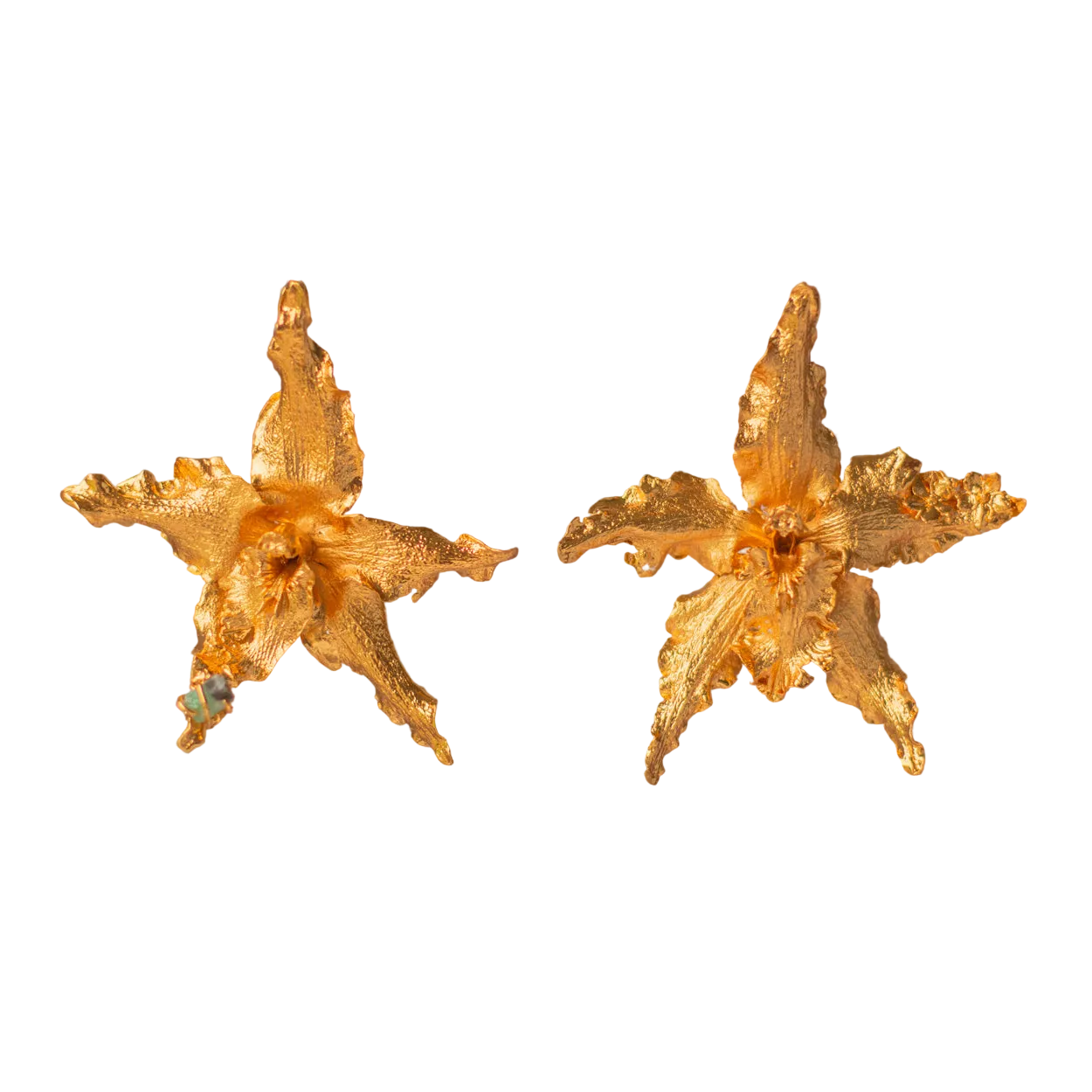 Aretes Topo Orquidea Crispum Sauco Esmeralda