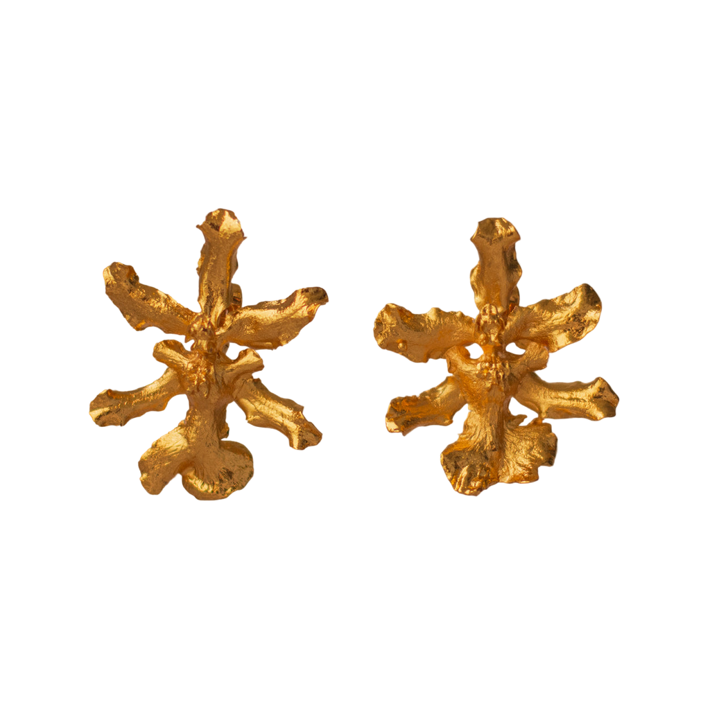 Aretes Topo Orquidea Chocolate