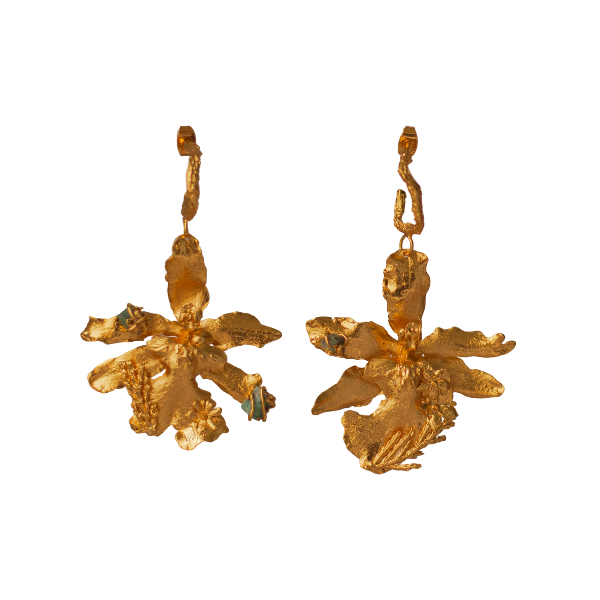 Candonga Orchid Odontoglossum Emerald Pine Earrings