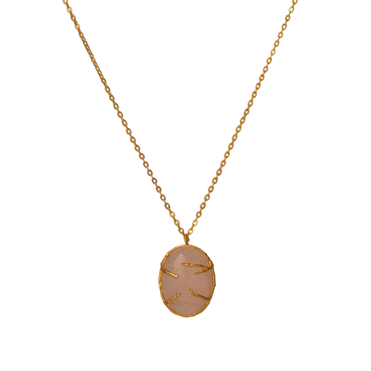 Collar Cuarzos Rosado Engaste Ramitas