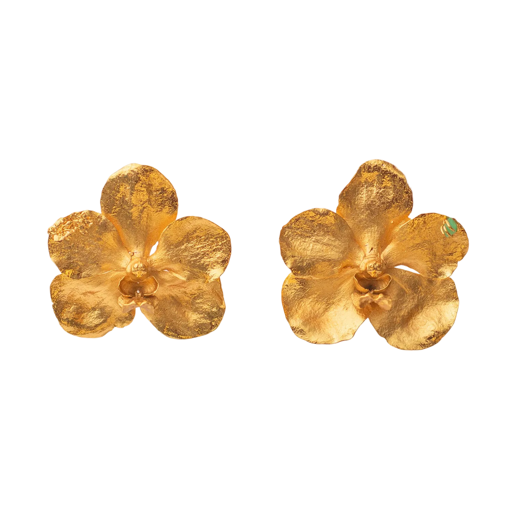 Aretes topo Orquidea Vanda Maxi Esmeralda