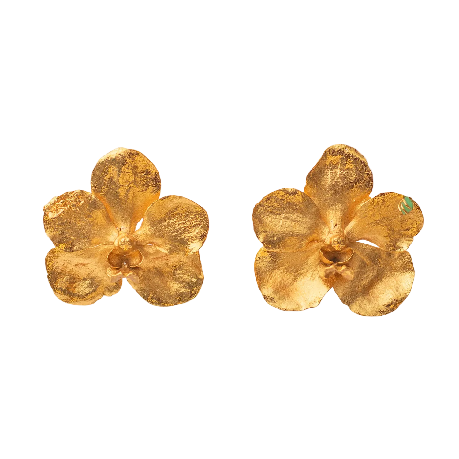 Aretes topo Orquidea Vanda Maxi Esmeralda