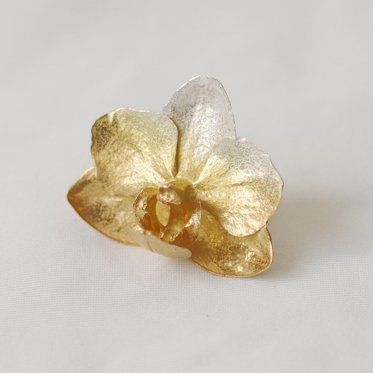 Anillo Orquidea Phalaenopsis Baby Hibrida Plata Eco Degradé Oro 24k