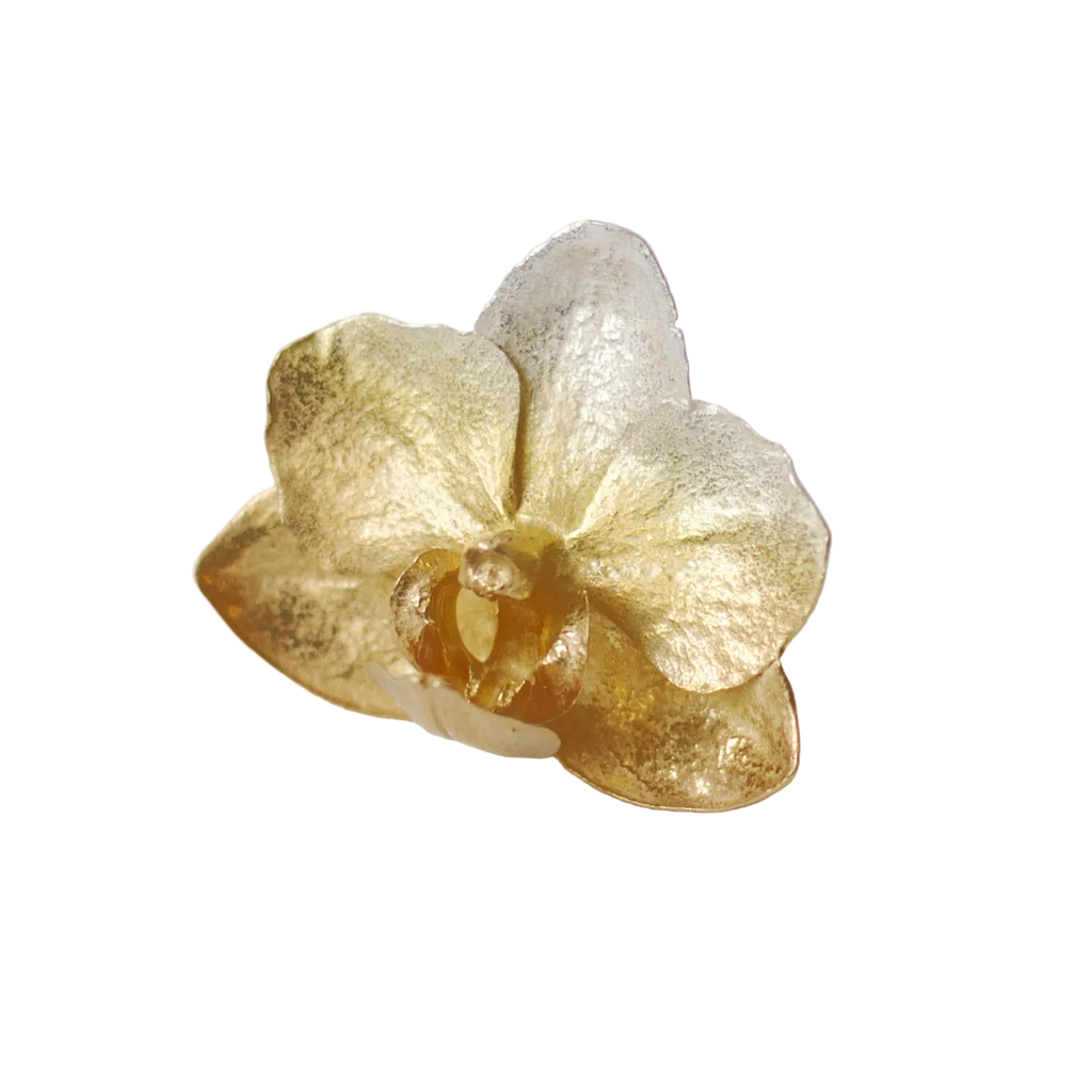 Anillo Orquidea Phalaenopsis Baby Hibrida Plata Eco Degradé Oro 24k