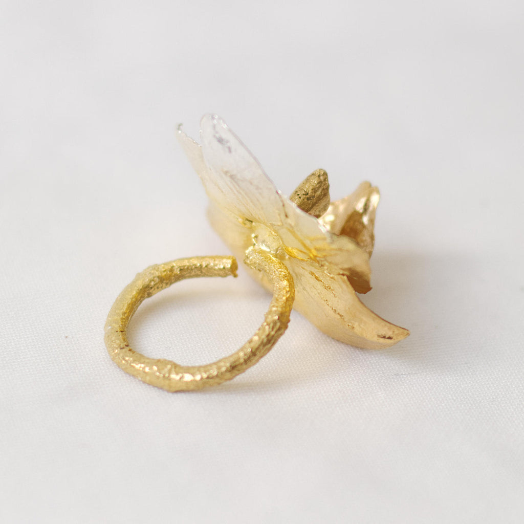 Anillo Orquidea Phalaenopsis Baby Hibrida Plata Eco Degradé Oro 24k