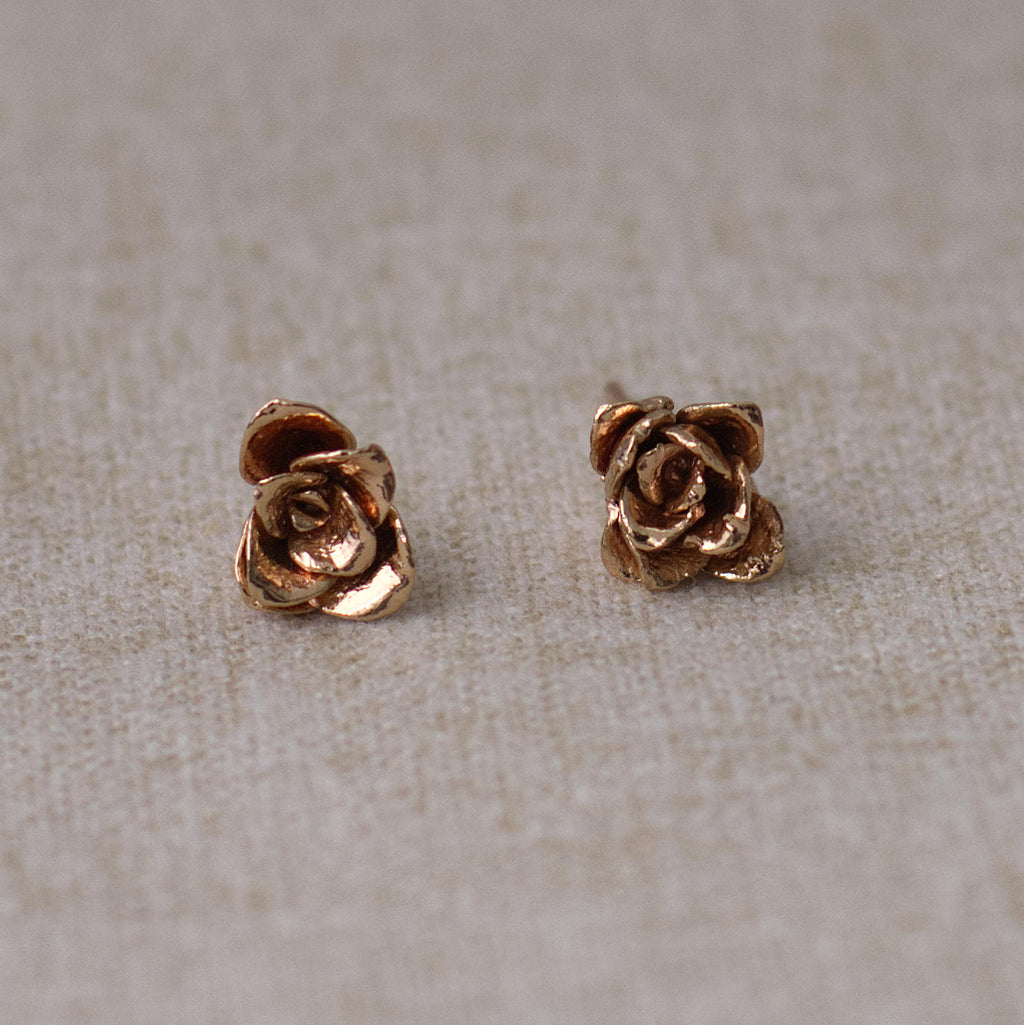 Aretes Topo Flor Suculenta Jade