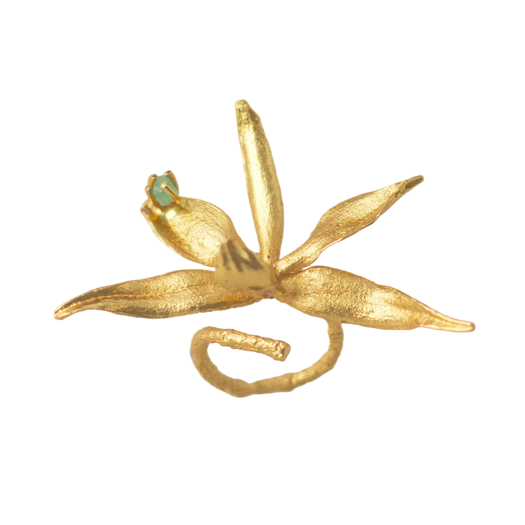Anillo Orquidea Prosthechea Fragans Esmeralda