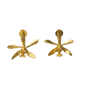 Aretes topo de orquídea Encyclia oncidioides en bronce con baño de oro 24k, flor silvestre colombiana — joyería botánica artesanal Colombia
