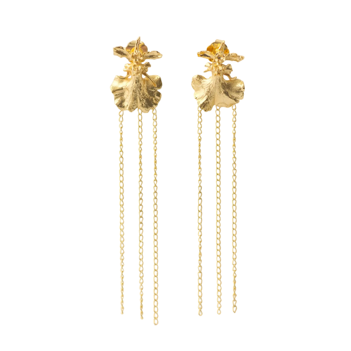 Aretes Largos Orquidea Dama Danzante con Cadenas