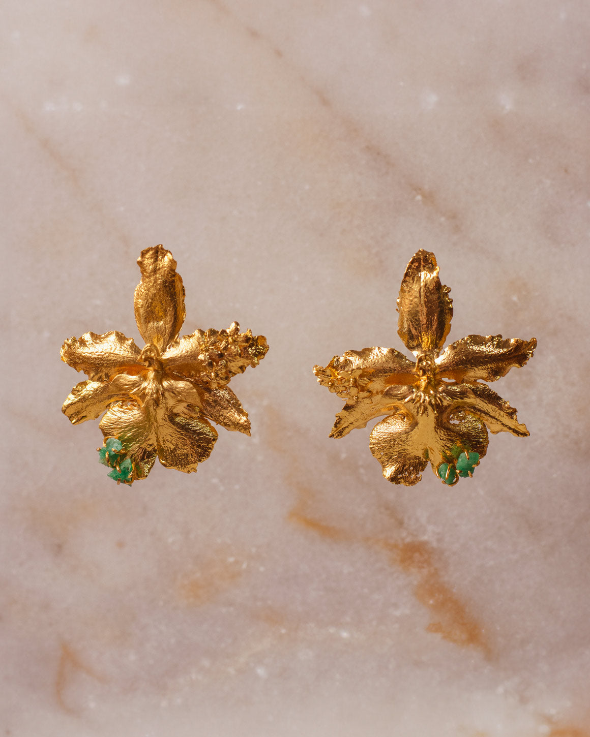 Aretes Orquidea Odontoglossum Esmeralda Saucos