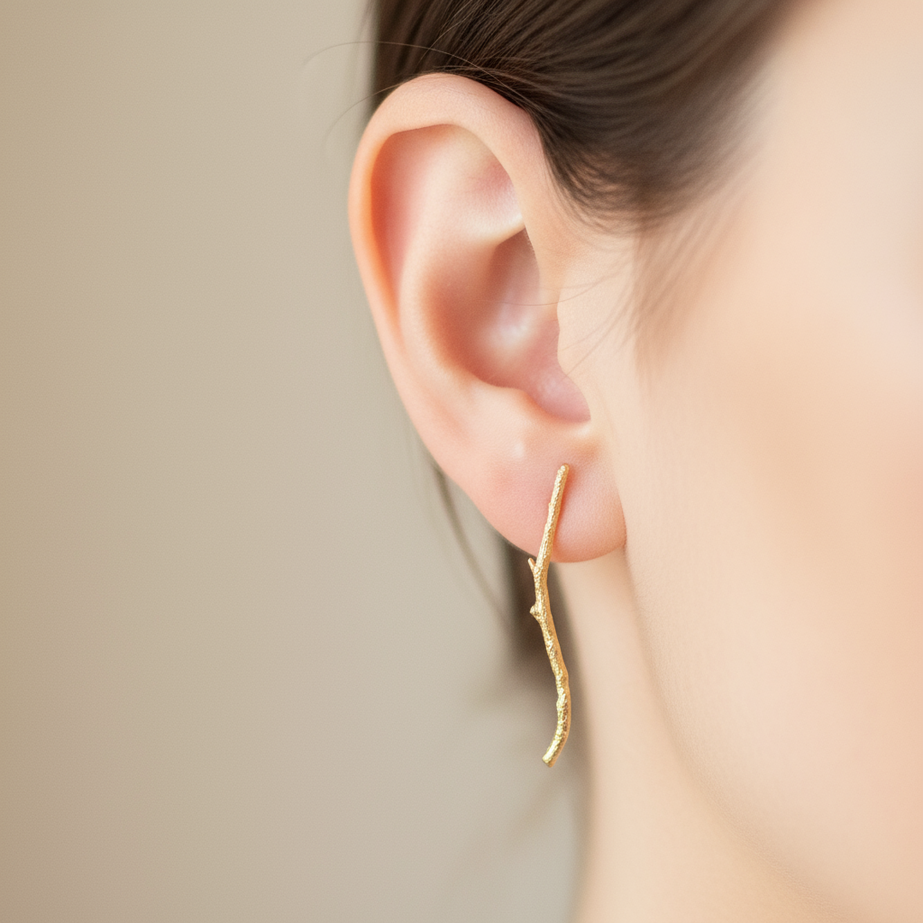 Aretes Topo Ramita Natural