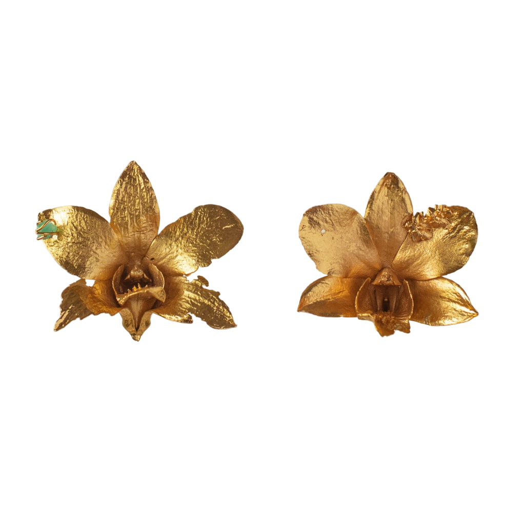 Aretes Orquidea Dendrobium Esmeralda Sauco