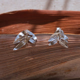 Aretes Topo Mini Hoja Romeron Plata Ecológica